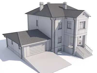House with garage 3D model