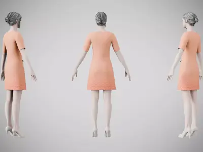 Dress 37 Light Salmon Low-poly 3D model