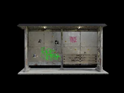 Old bus stop Low-poly 3D model