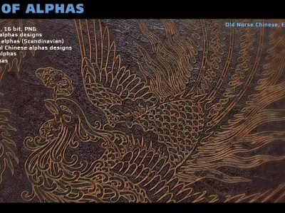 Pack of 340 Alphas Chinese Egypt Greek Old Norse Texture
