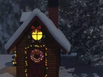 Christmas-illuminated house 3D model