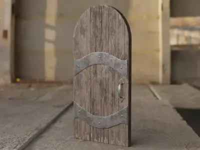 Medieval Door Arched 04 LowPoly Plus HP Low-poly 3D model