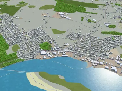 Whanganui New Zealand 20km Low-poly 3D model