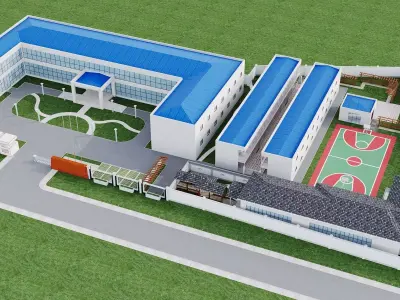 Modern School Campus with Dormitories 3D model