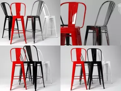 Stool with backrest 3D model