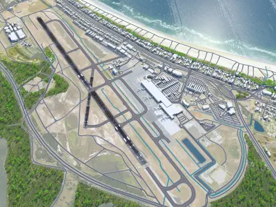 Gold Coast Airport 8km Low-poly 3D model