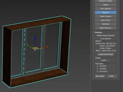 A set of plastic windows with wooden trim 3D model