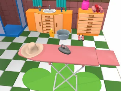 Isometric cartoon bathroom 02 3D model