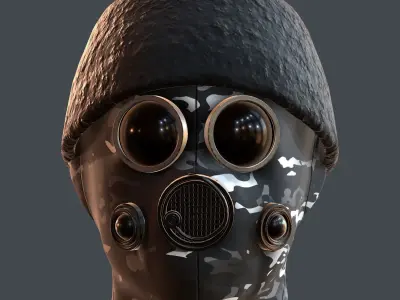 Gas mask helmet 3d model scifi Low-poly  Low-poly 3D model