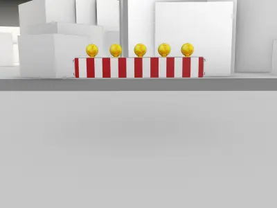 Construction Barrier 4 with warning lights 600-34 250x1600mm Low-poly 3D model