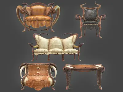  African Decorative Furniture Collection – High-Quality 3D Models 