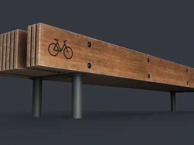 Modern Outdoor Bench 51 PBR Game Ready Low-poly 3D model