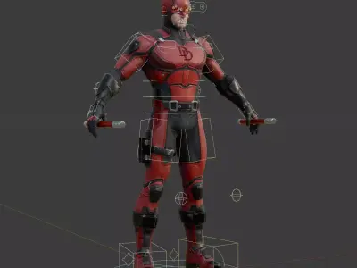 Daredevil 3D Model Born Again Fully Rigged Blender OBJ FBX Low-poly 3D model