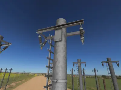 Iron Power Pole with ladder - Objekt  064 Low-poly 3D model