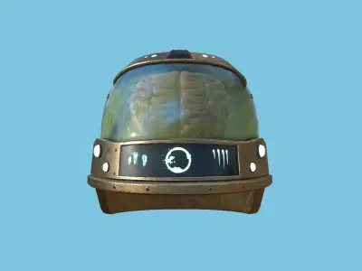 SciFi Brain Helmet 06 Bronze Dirt - Character Design Fashion Low-poly 3D model