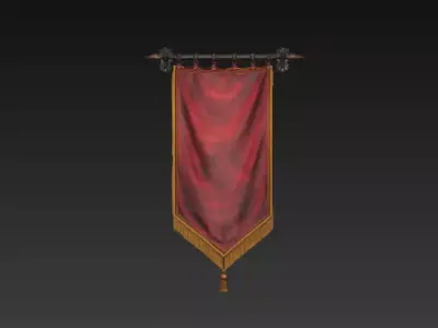 Medieval Wall Banner Cloth - PBR Decorative Hanging Flag Low-poly 3D model