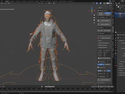 Rigged Fashion techwear man scifi  future v2 Low-poly 3D model