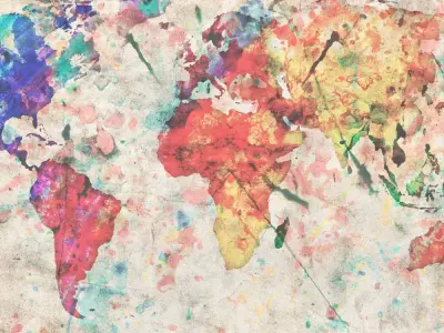 Watercolor World Map Wall Texture  Texture