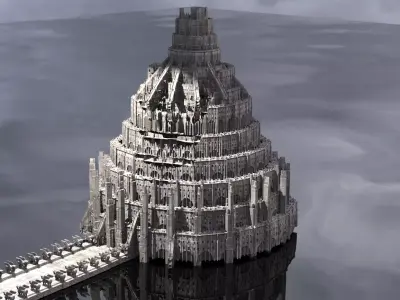 Babylon Tower Sci-Fi version with Towers parts 3D model