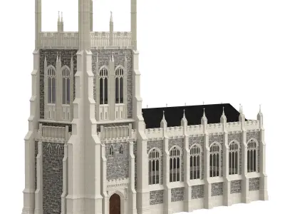 Cathedral Chapel neo-gothic style 2 3D model