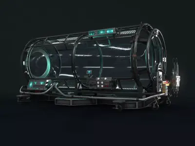 Sci-fi Lab Incubator Low-poly 3D model