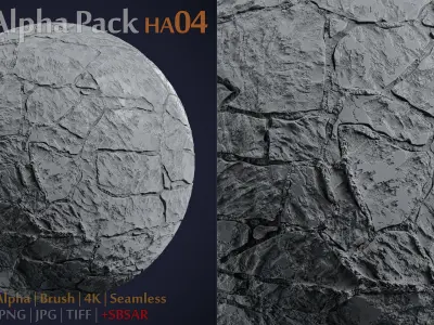 Stone and Tile Alpha Brush - HA04 - 4K - 16bit - SBSAR Texture