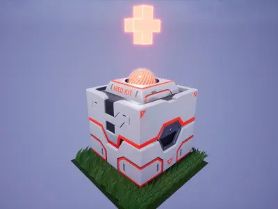 Stylized sci-fi medical crate Low-poly 3D model