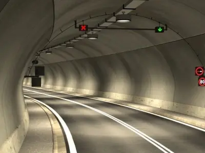 Tileable road tunnel 02 3D model