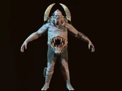 Mutant7 man with bow and arrow Low-poly 3D model