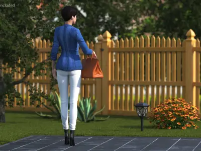 Asian Street Fashion Woman with Hermes Birkin Bag 3D model