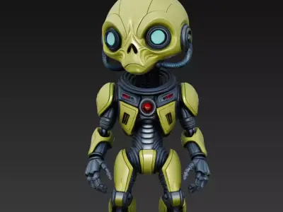 Bio-Mechanical Alien - Stylized Sci-Fi Robot Creature 3D Model 3D print model