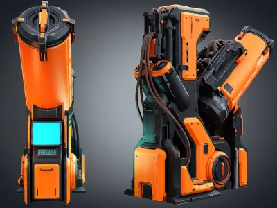 Sci-Fi elements Low-poly 3D model