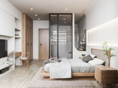 WABISABI Bedroom interior scene corona render 3D model