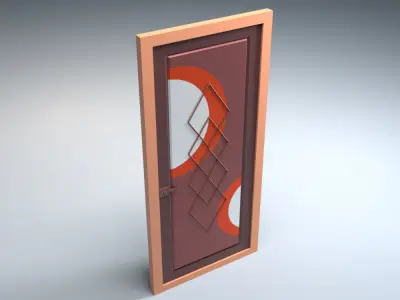 Low Poly Simple Door Set Low-poly 3D model
