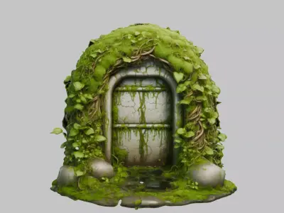 Sewer moss and vines door Low-poly 3D model