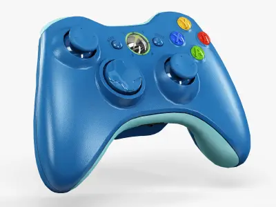 Microsoft Xbox 360 Wireless Controller Blue Low-poly 3D model