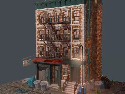 Brick building constructor Low-poly 3D model