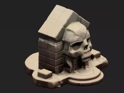 Stylized Skull Gate  Crypt Entrance  Game Ready 3D Model Low-poly 3D model