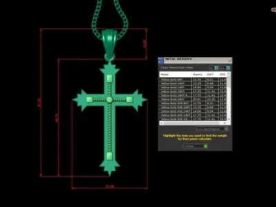 High Cross Pendant Light Gold 18K 4CP070 3D print model