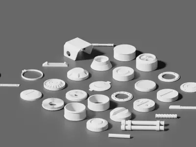 32 mini collection of mecha kitbash set 3D model