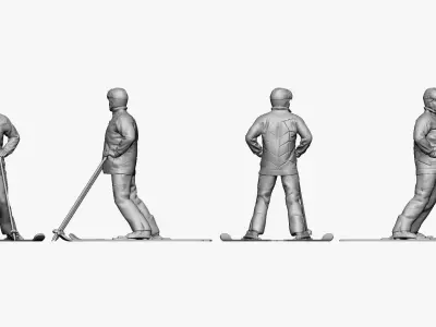 001200 skiman in white jacket khaki pants 3dp 3D print model