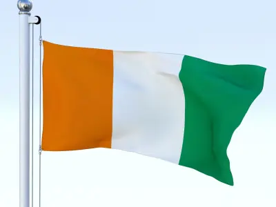Animated Cote dIvoire Flag Low-poly 3D model