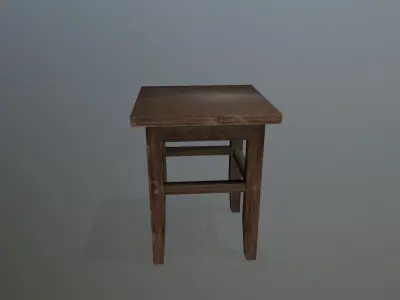 Footstool wooden table Low-poly 3D model