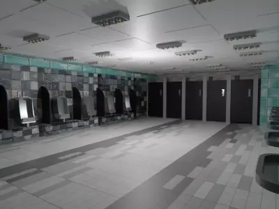 Restroom Interior Low-poly 3D model