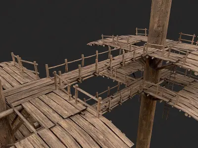 Wooden Tree House Shelters and Platforms 9 Low-poly 3D model