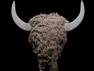 Bison head wall art and light 3D model