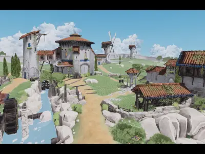 Stylized Fantasy Provencal Low-poly 3D model