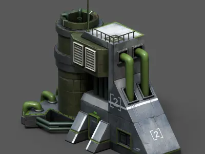Scifi exterior station building space millitary fantasy combat Low-poly 3D model