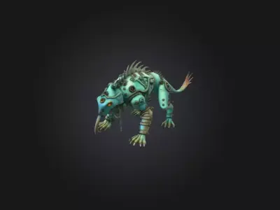 Aquatic Automaton Beast Low-poly 3D model
