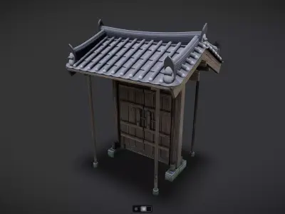 Korean Traditional House Hanok Door 03 Low-poly 3D model